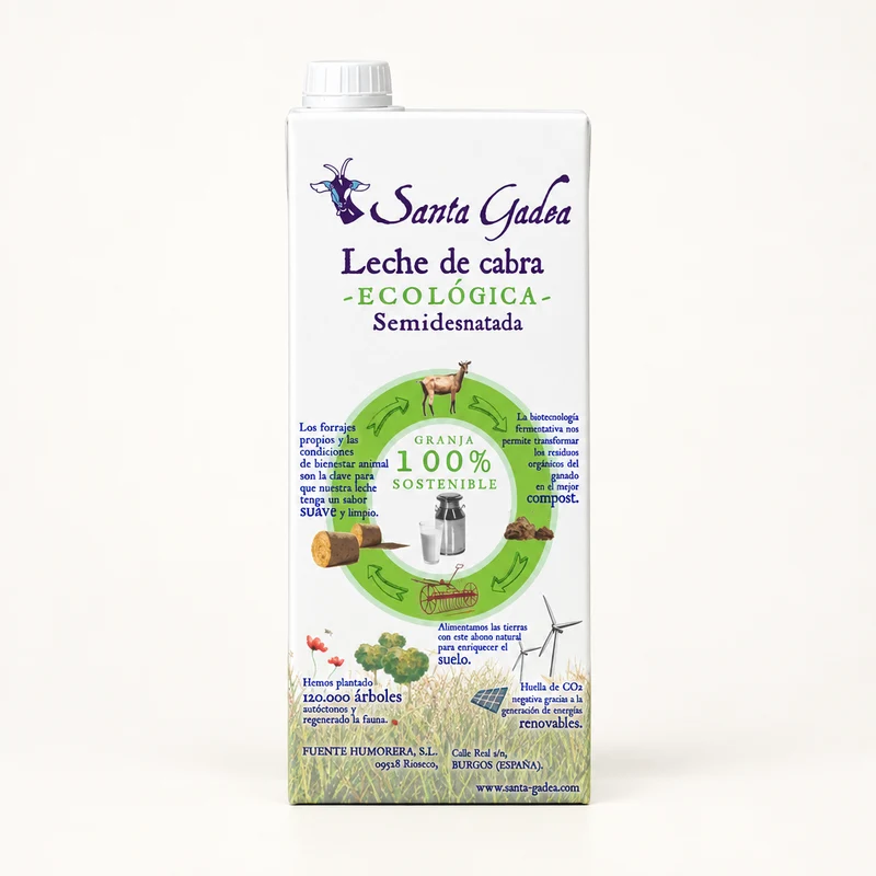 Leche de cabra ecológica UHT semidesnatada, pack 6 × 1 L