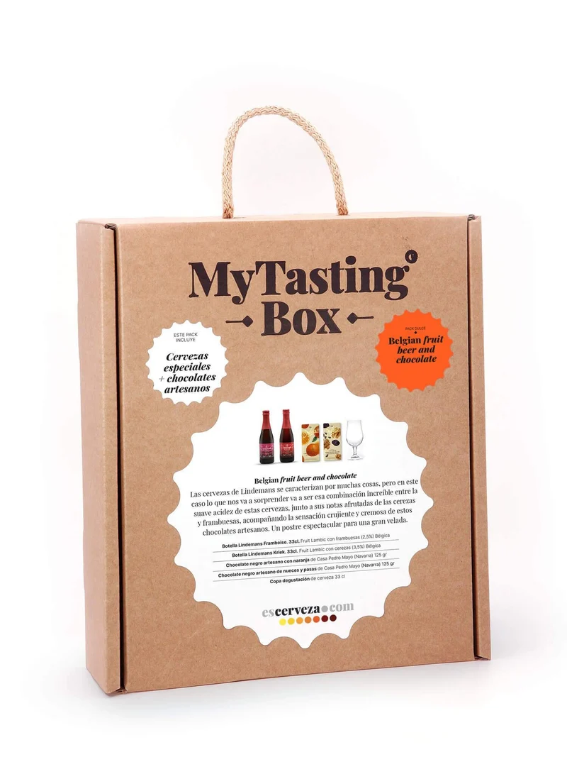 Belgian fruit beer and chocolate, pack gourmet cerveza y dulce