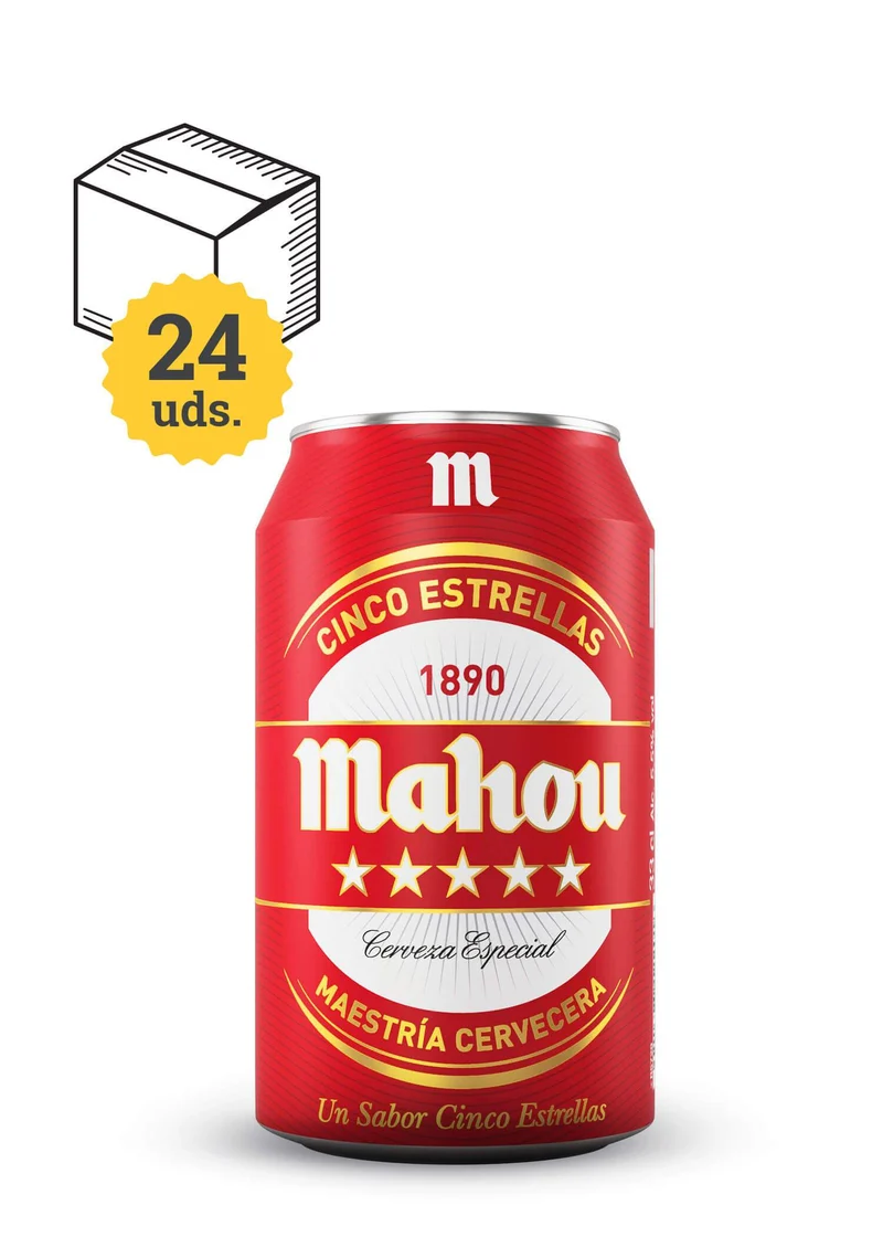 Mahou 5 Estrellas, lata 33 cl.