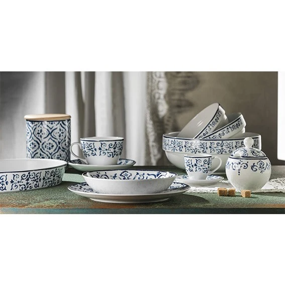 Plato postre de porcelana Antico Blu. ø19,5 cm - 6 Uds.