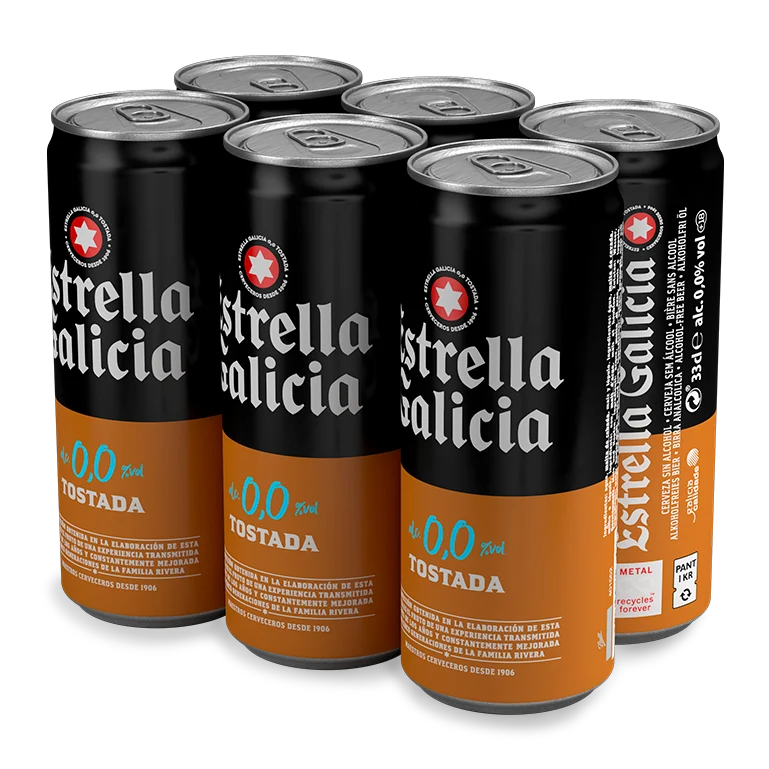 Estrella Galicia 0,0 tostada, 24 latas de 33 cl