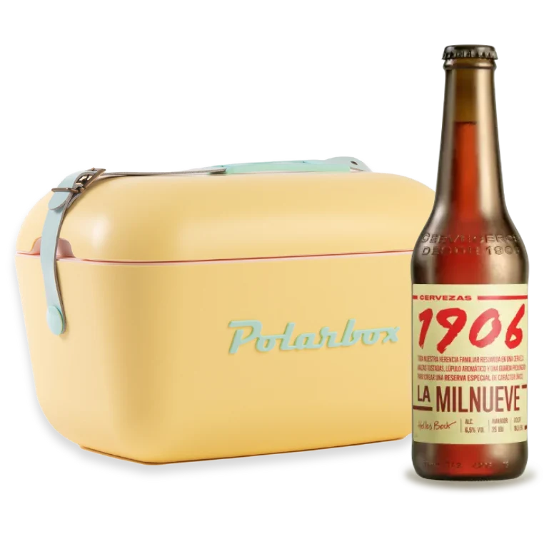 Verano Vintage: Nevera Polarbox Amarillo + 1906 La Milnueve 24 botellas 33 cl