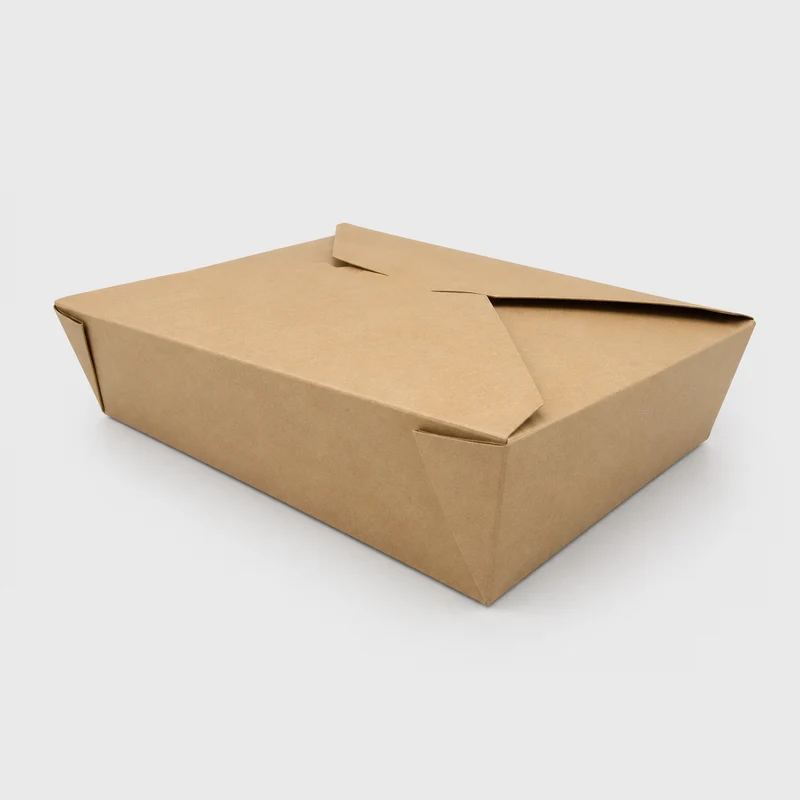 Caja cartón kraft biodegradable. 15.2 x 12 x 6.3 cm. 1250 ml - 300 uds