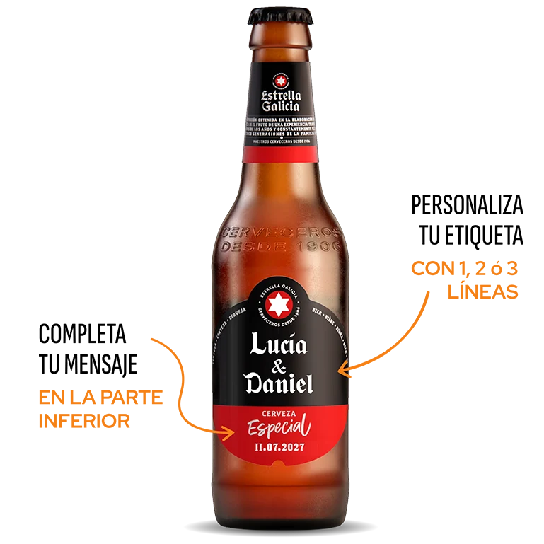 Estrella Galicia Etiqueta personalizada, botella 33 cl