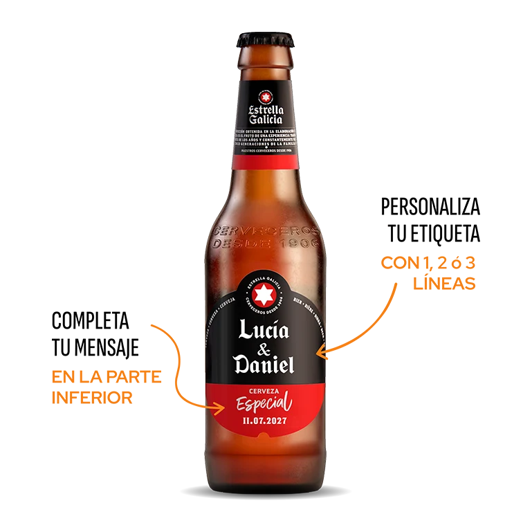 Estrella Galicia etiqueta personalizada con estuche y copa