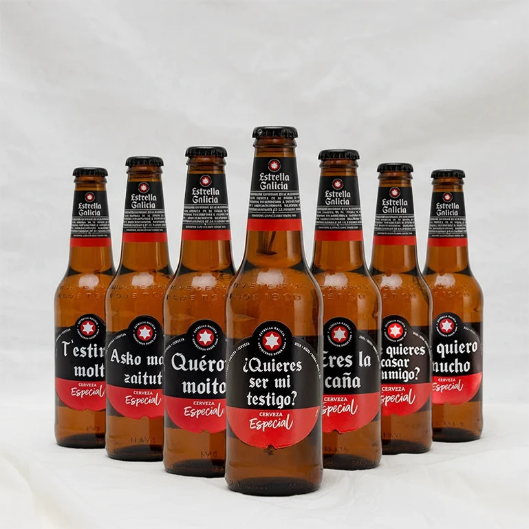 Estuche Estrella Galicia con mensaje y copa