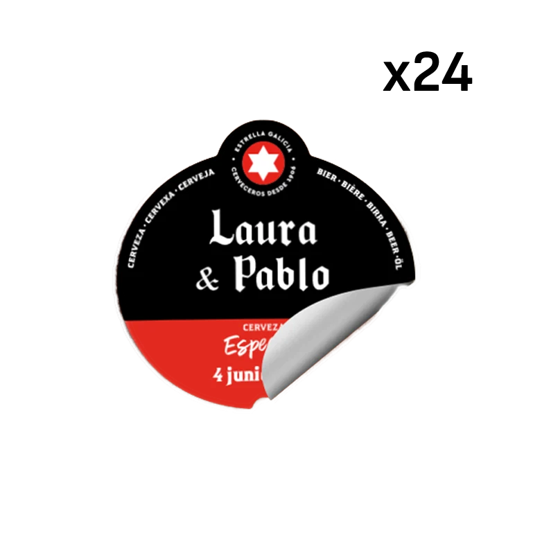 24 pegatinas personalizadas de Estrella Galicia de 25 cl