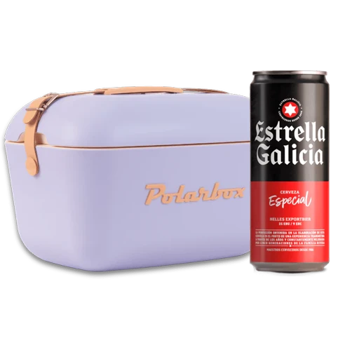 Verano Vintage: Nevera Polarbox Malva + Frigopack Estrella Galicia Especial