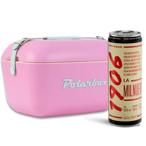 Verano Vintage: Nevera Polarbox Rosa + 24 Latas 1906 La Milnueve