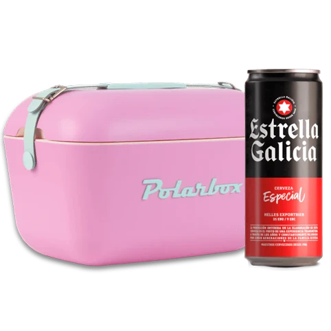 Verano Vintage: Nevera Polarbox Rosa + 20 Latas Estrella Galicia Especial