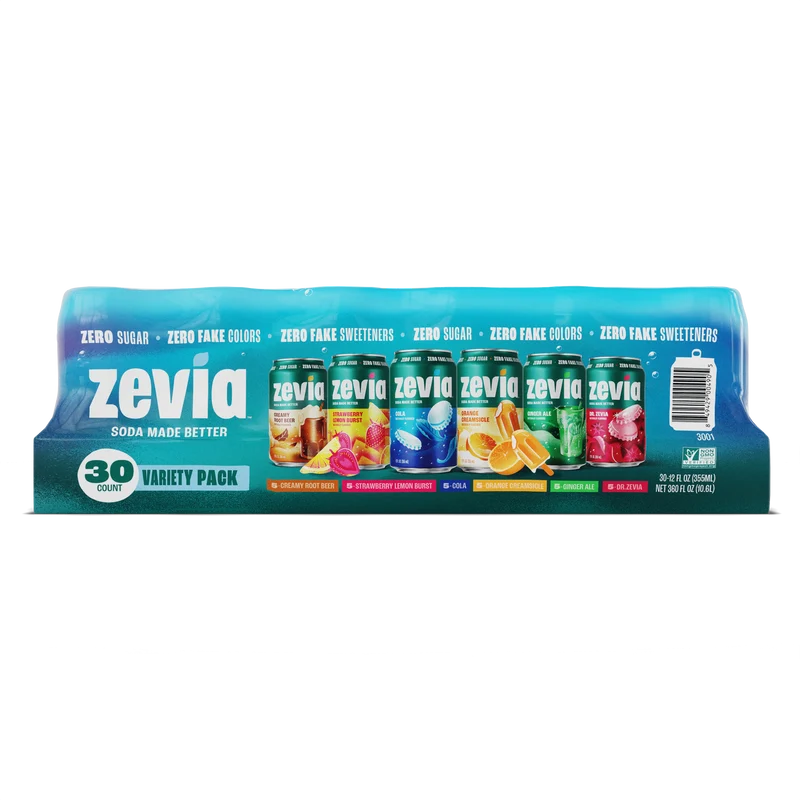 Zevia Soda Variety Pack, 30-count