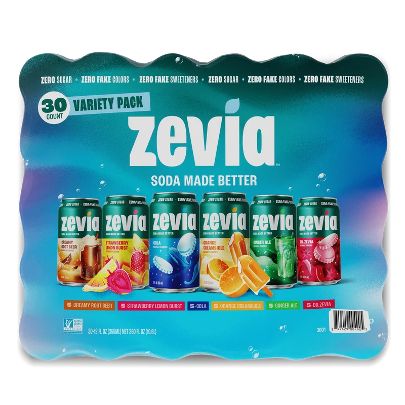 Zevia Soda Variety Pack, 30-count