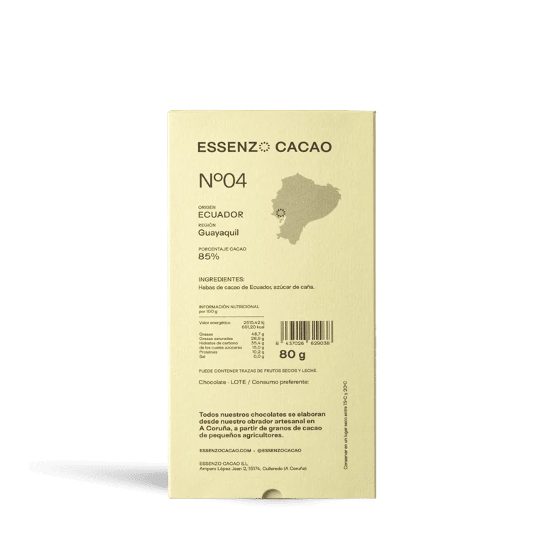 Chocolate Hacienda Victoria Essenzo Ecuador 85% de Essenzo Cacao, 1 tableta de 80 g