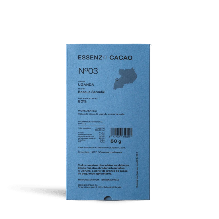 Chocolate Semuliki Essenzo Uganda 80% de Essenzo Cacao, 1 tableta de 80 g