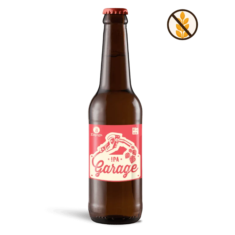 Espiga Garage IPA sin gluten, botella de 33 cl