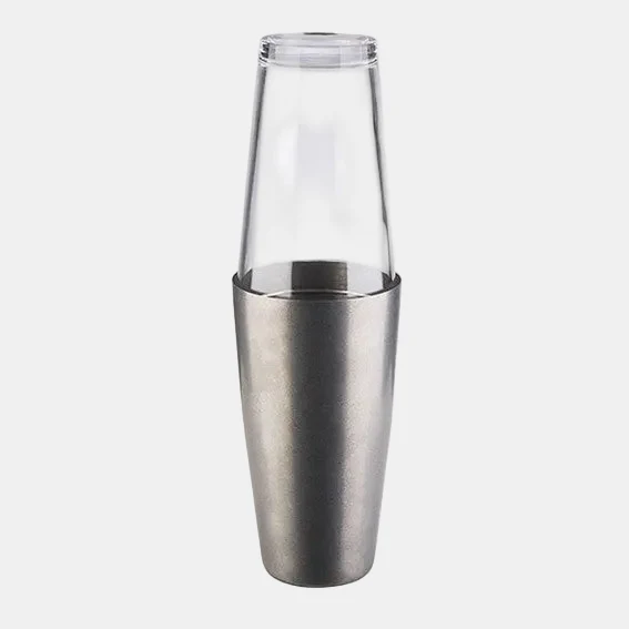 Coctelera Boston vaso acero inox mateado 700 ml + vaso de cristal 400 ml. Varios colores - 1 Ud.