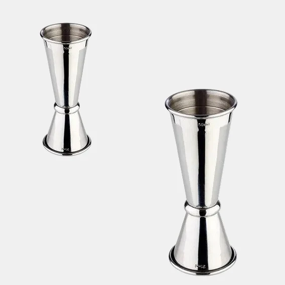 Medidor doble acero inox brillo 2,5/5 cl. Varios colores (1 Ud)