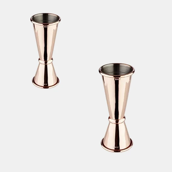 Medidor doble acero inox brillo 2,5/5 cl. Varios colores (1 Ud)