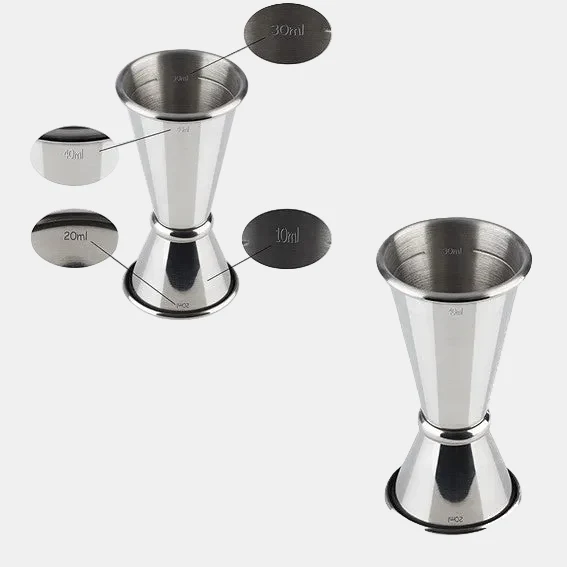 Medidor doble acero inox brillo 2/4 cl. Varios colores (1 Ud)