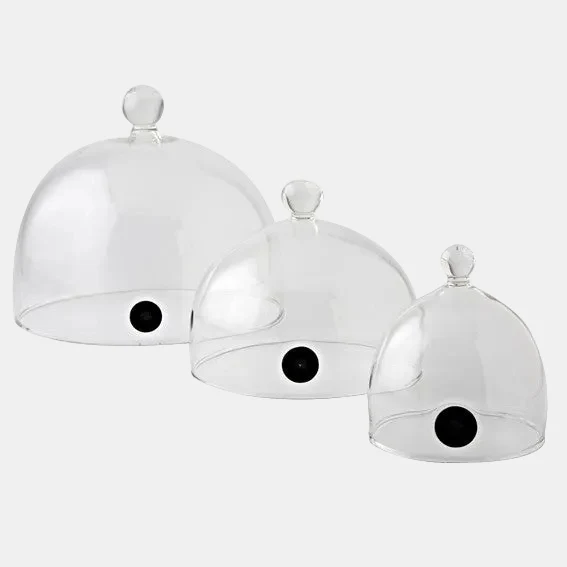 Campana para ahumar de borosilicato rubi con valvula. Varias medidas (6 Uds)