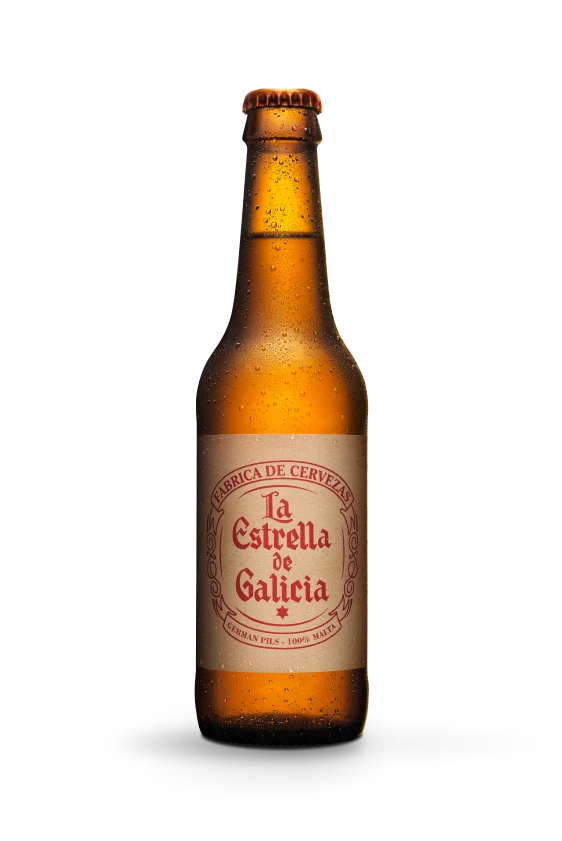 Pack 24 botellas La Estrella de Galicia de 33 cl + 6 copas Atlánticas