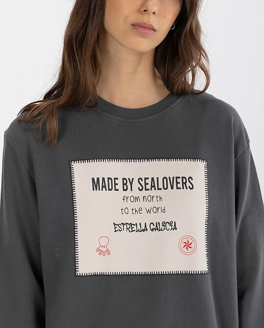 Sudadera elPulpo & Estrella Galicia Rustic Square Gris