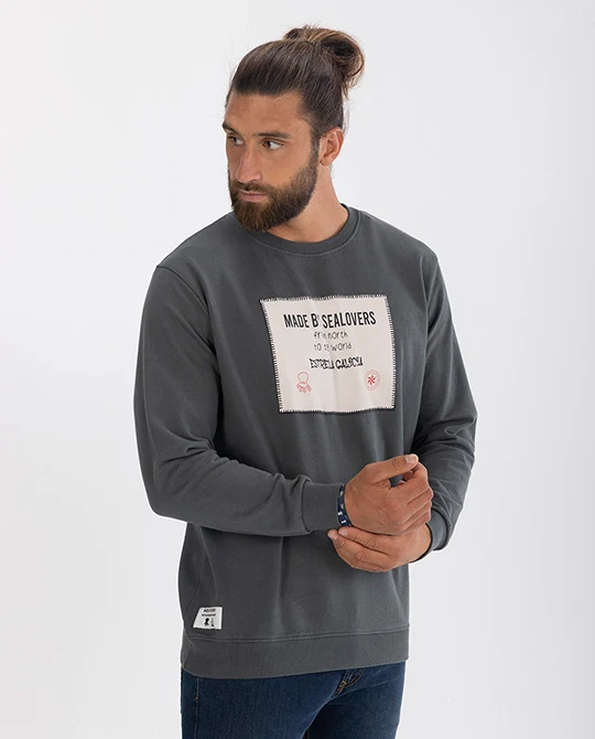 Sudadera elPulpo & Estrella Galicia Rustic Square Gris