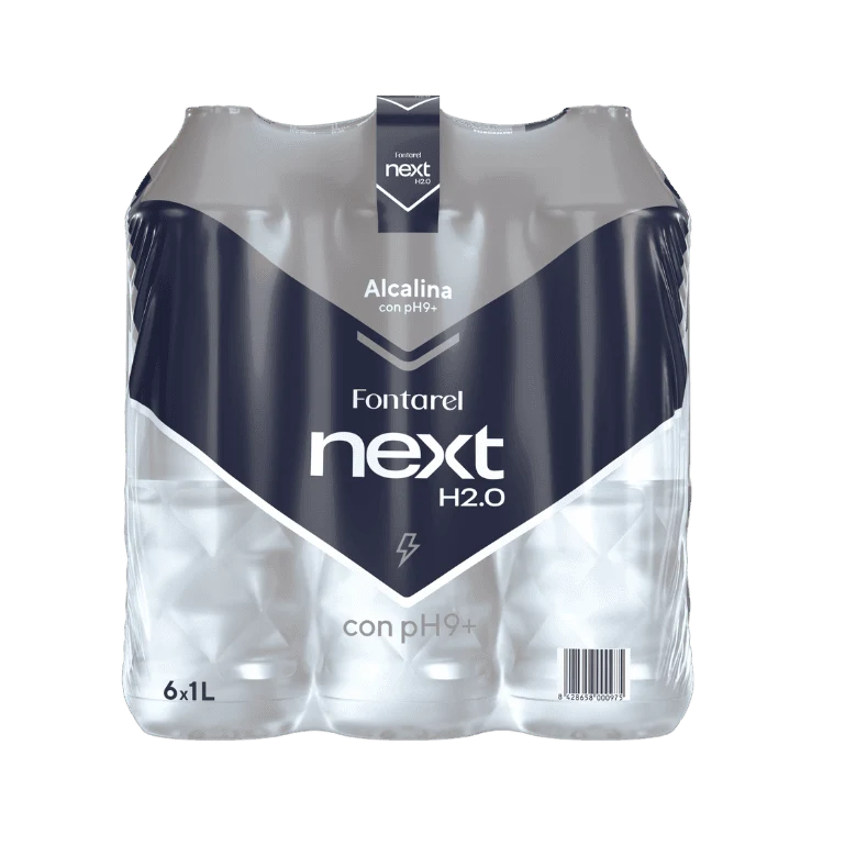 Fontarel Next H2.0 Alcalina con pH9+, 6 botellas de 1 l