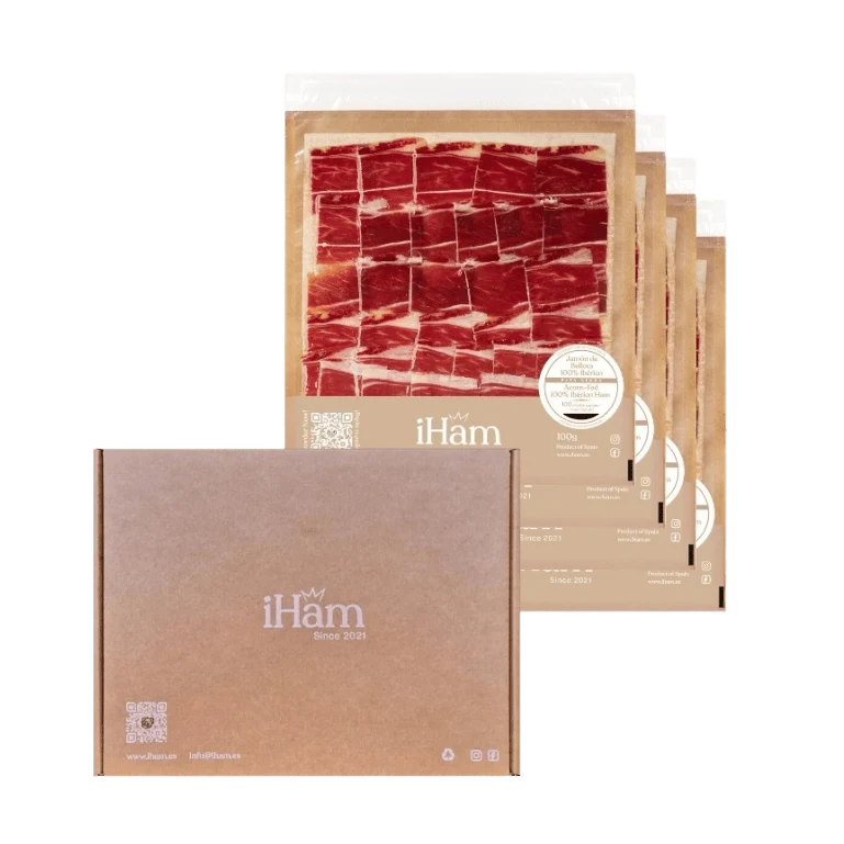 Jamón de Bellota 100% Ibérico de iHam, 4 sobres de 100 g