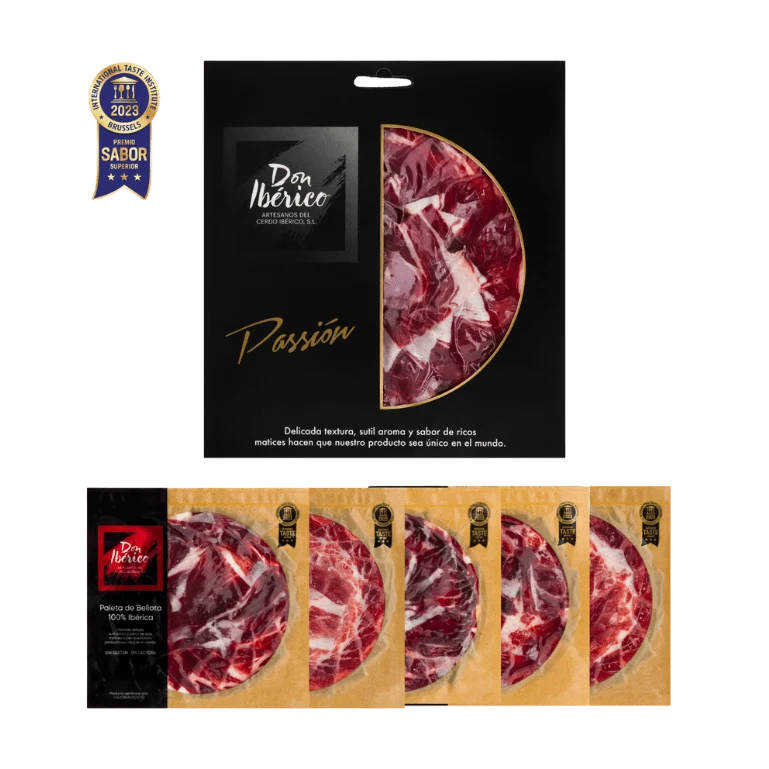 Paleta de Bellota 100% Ibérico loncheada a cuchillo de Don Ibérico, 5 sobres de 80 g