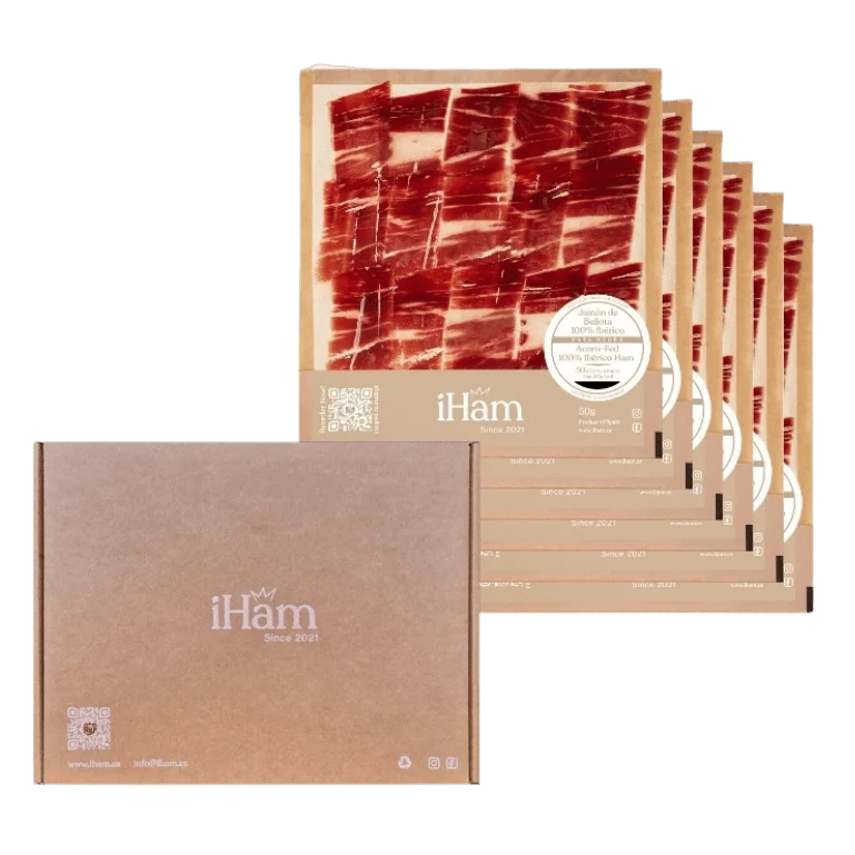 Jamón de Bellota 100% Ibérico de iHam, 6 sobres de 50 g