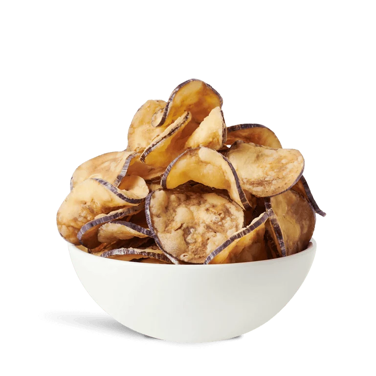 Chips de berenjena picante de De la Manuela, bolsa de 90 g