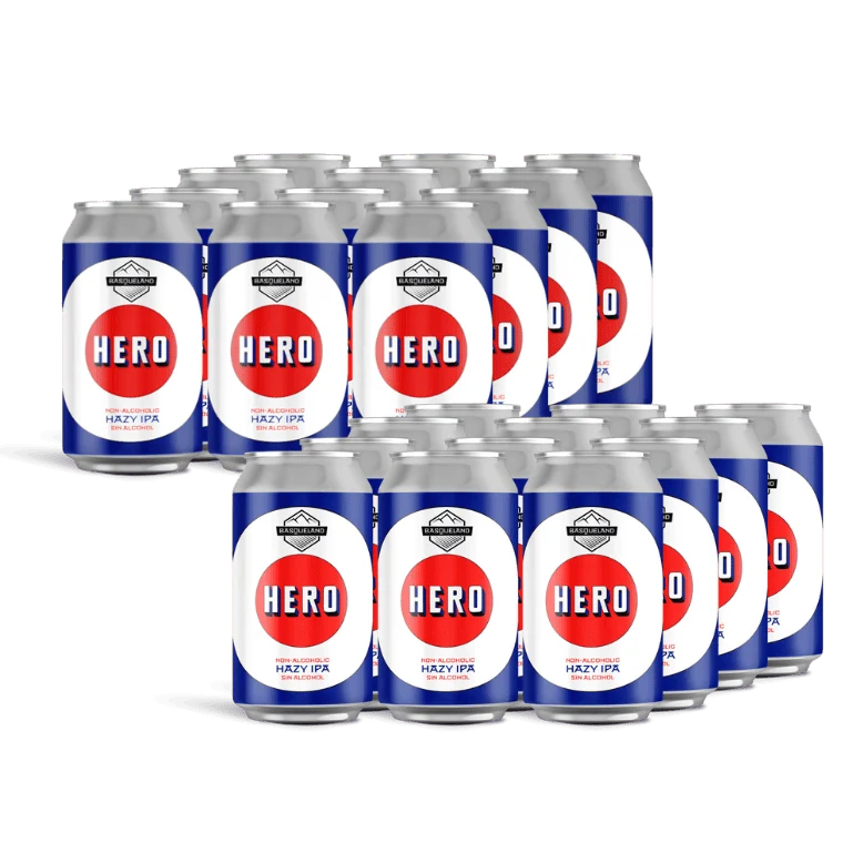 Basqueland Hero Hazy IPA 0,5%, 24 latas de 33 cl