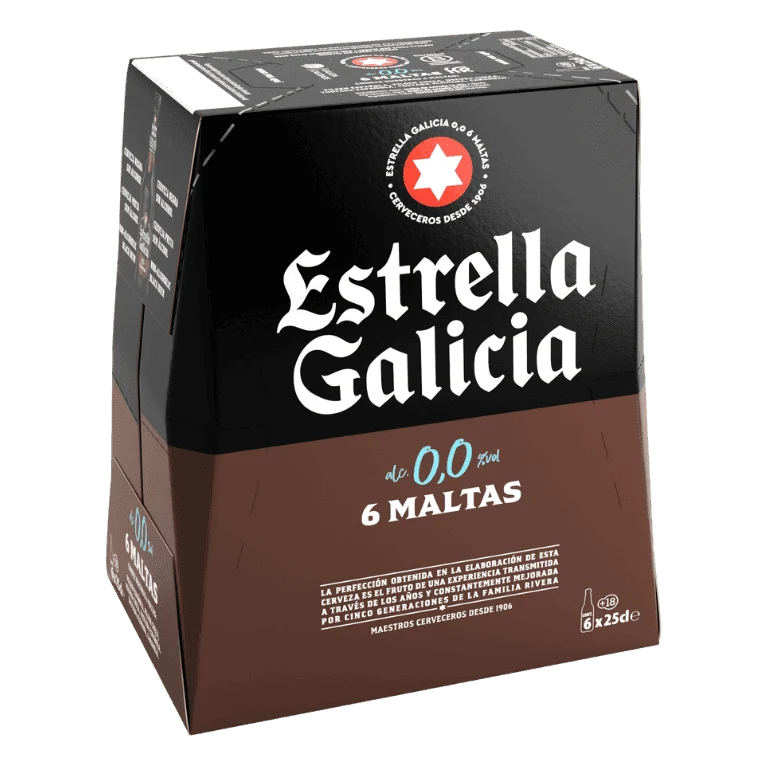 Estrella Galicia 0,0 6 Maltas, 24 botellas de 25 cl