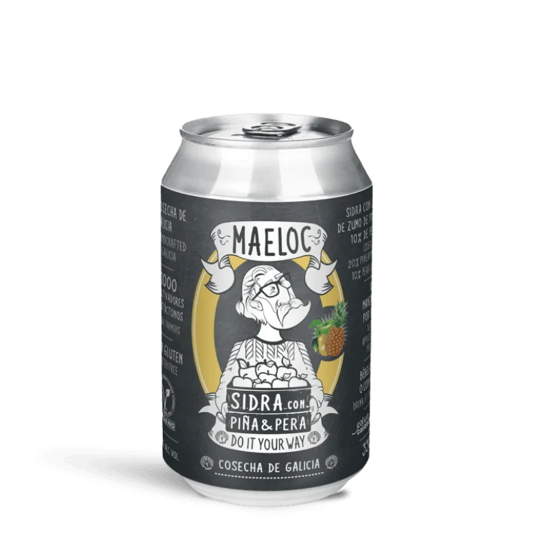 Sidra piña & pera de Maeloc, pack 12 latas de 33 cl