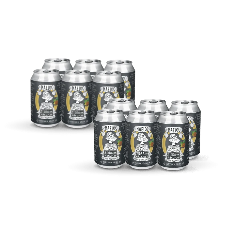 Sidra piña & pera de Maeloc, pack 12 latas de 33 cl