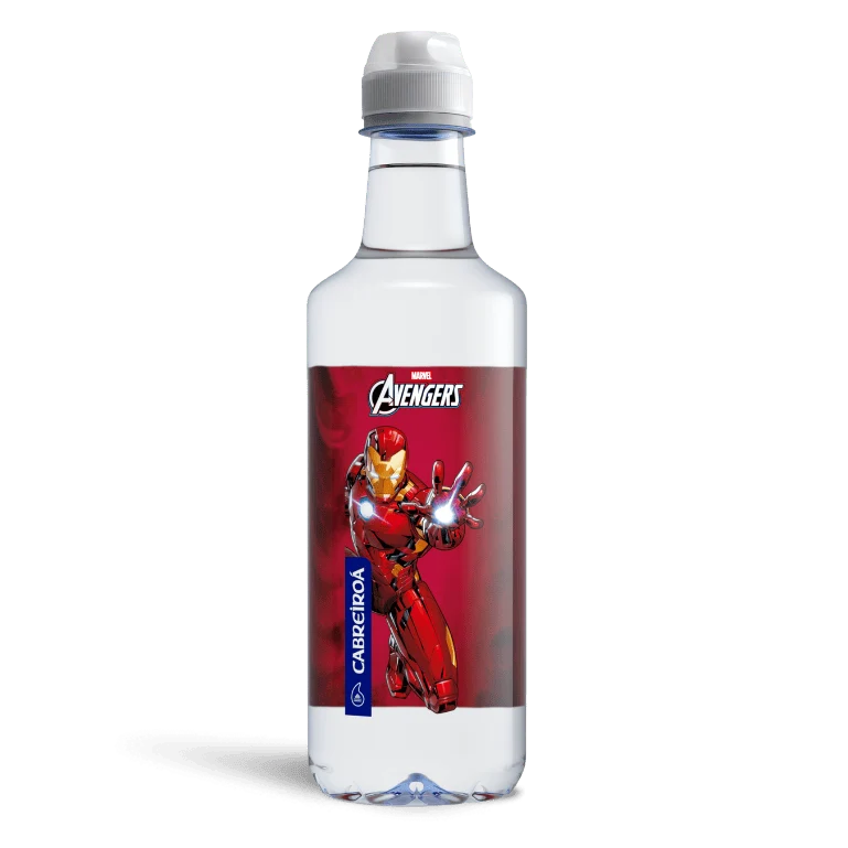 Pack agua mineral edición Los Vengadores de Marvel de Cabreiroá , 24 botellas de 50 cl