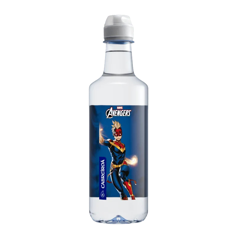 Pack agua mineral edición Los Vengadores de Marvel de Cabreiroá , 24 botellas de 50 cl