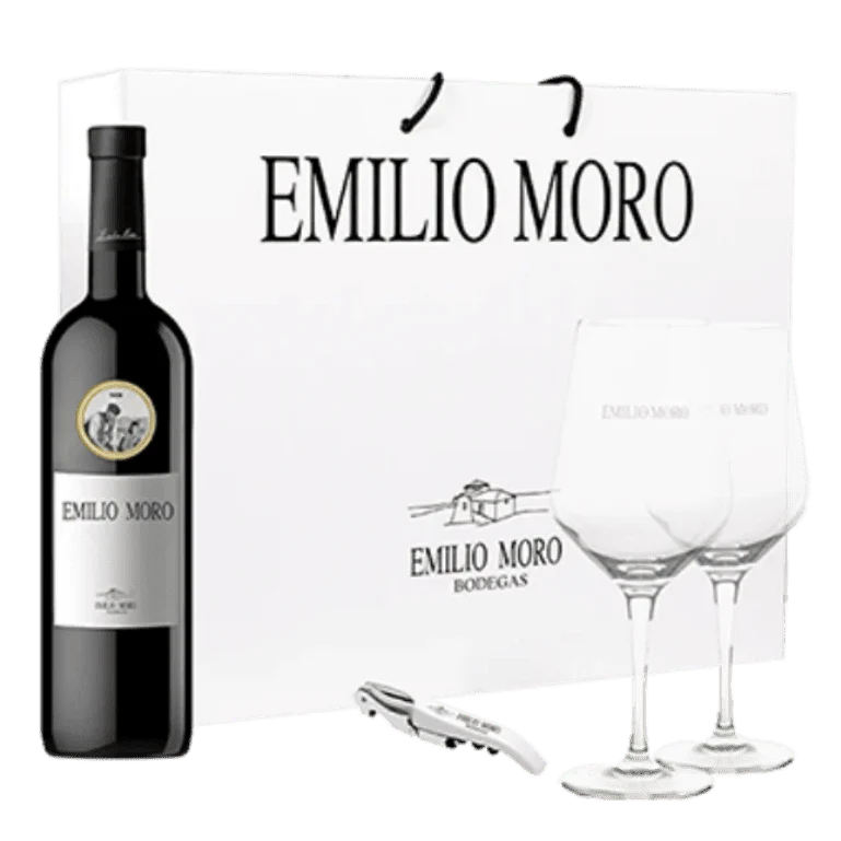 Pack el brindis de siempre: vino Emilio Moro 2020, 1 botella de 75 cl + 2 copas + 1 sacacorchos