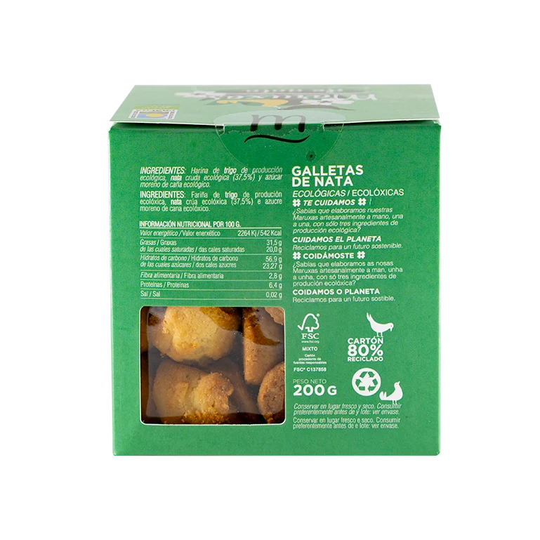 Galletas de nata ecológicas de Maruxas, 200 g