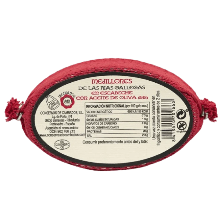 Mejillones en escabeche de Conservas de Cambados, 8-12 piezas medianas