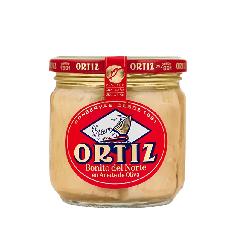 Bonito del norte en aceite de oliva de conservas Ortiz, tarro de 270 g