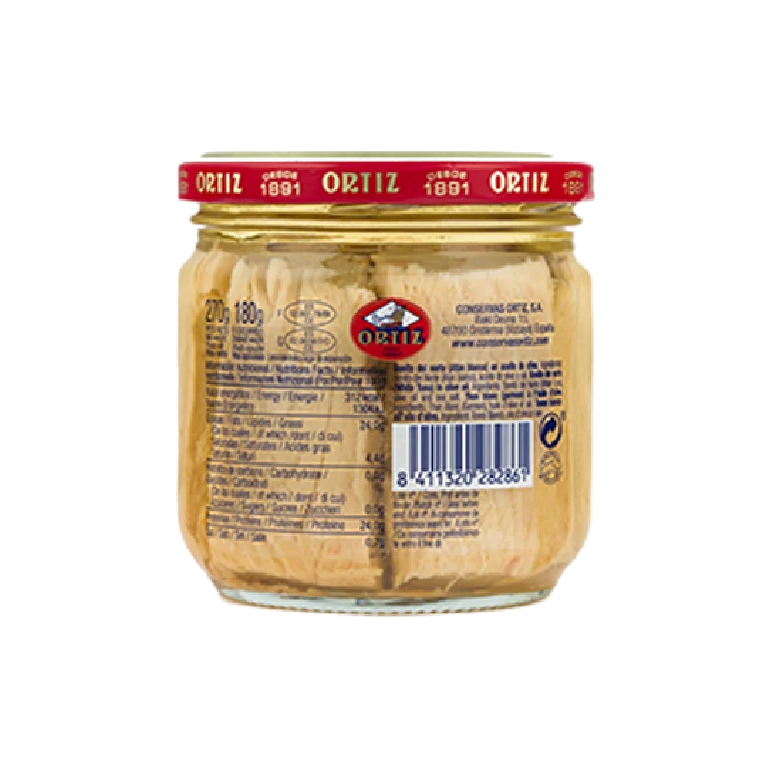 Bonito del norte en aceite de oliva de conservas Ortiz, tarro de 270 g