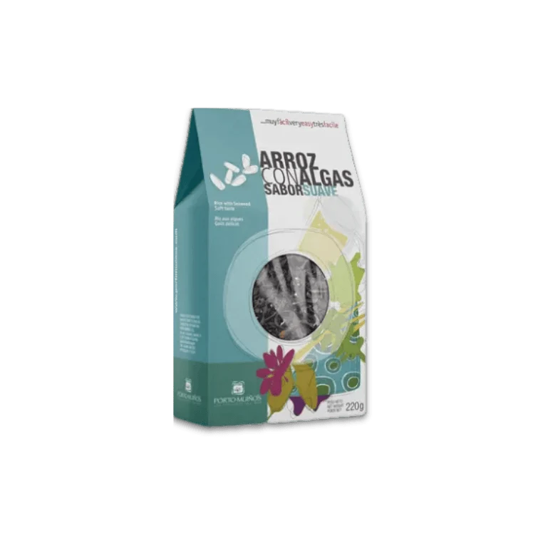 Pack de arroces cremosos de: algas suaves, alga Wakame, setas y huevas de erizo al natural de Porto-Muiños