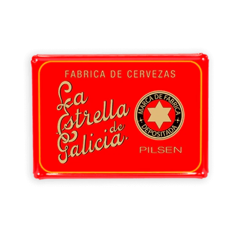 Chapa vintage roja La Estrella de Galicia