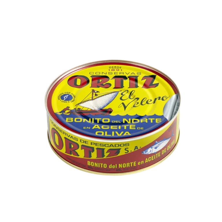 Bonito del norte en aceite de oliva de conservas Ortiz, lata de 600 g
