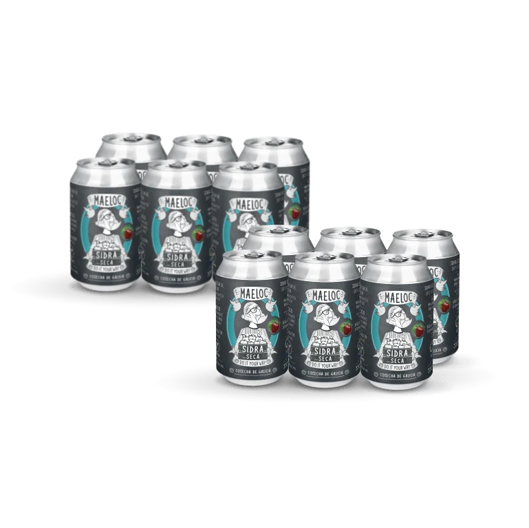 Sidra seca de Maeloc, pack 12 latas de 33 cl