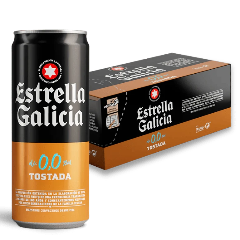 Estrella Galicia 0,0 Tostada, Frigopack de 10 latas de 33 cl