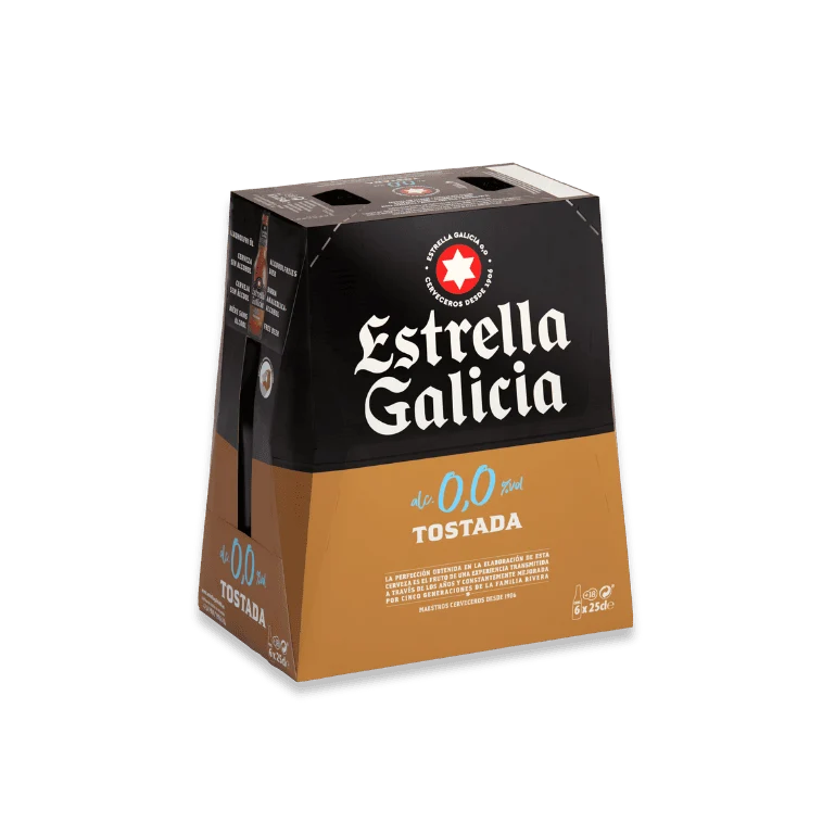 Estrella Galicia 0,0, Tostada, 24 botellas de 25 cl
