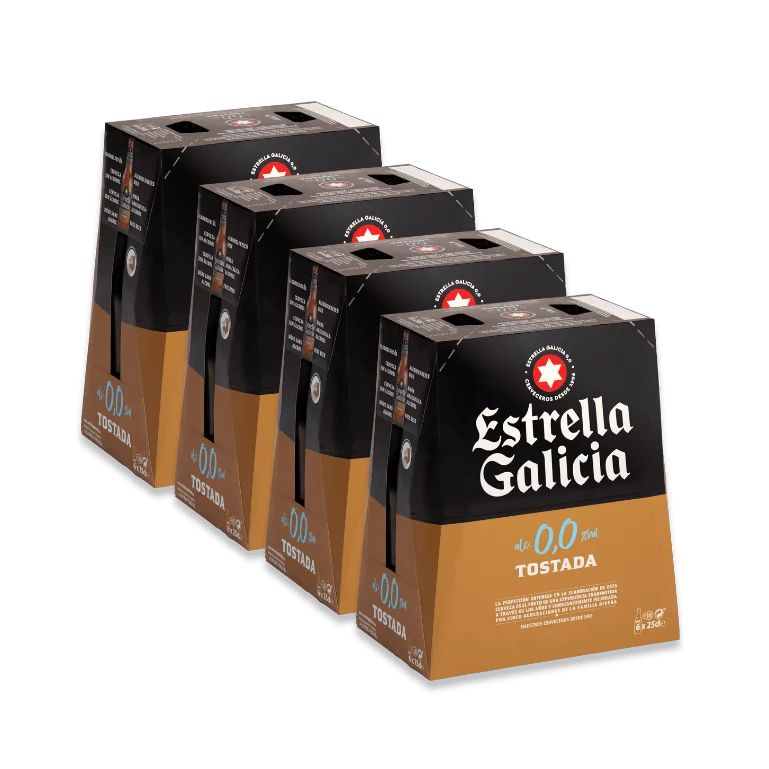 Estrella Galicia 0,0, Tostada, 24 botellas de 25 cl